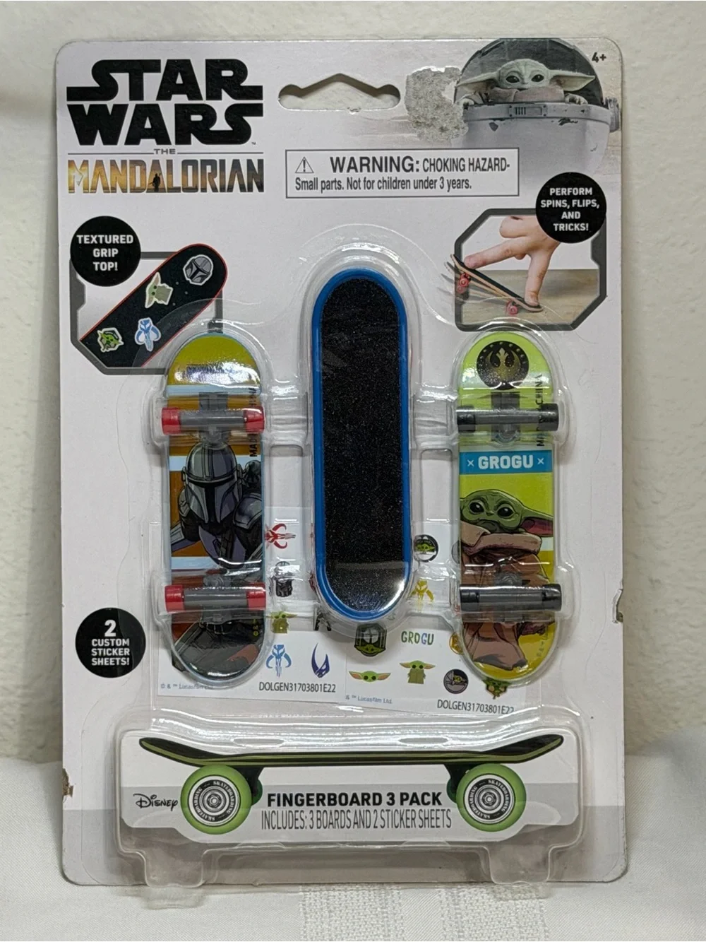 Star Wars Mandalorian Fingerboard Skateboards 3 Pack With 2 Sticker Sheets~NEW